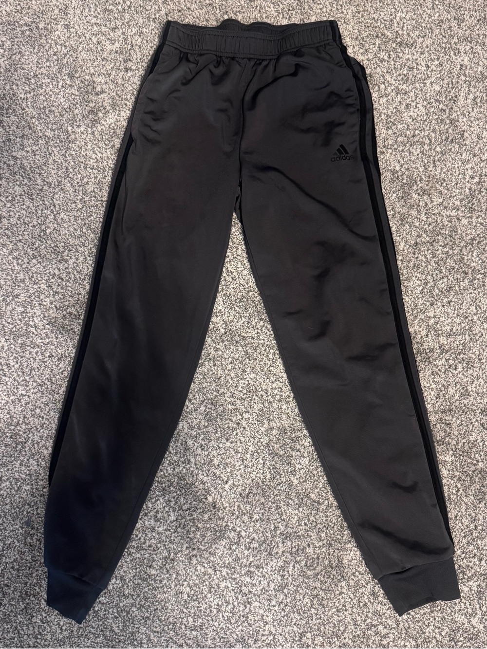adidas Black Small Men's Slim Fit Jogger Pants with Side Stripes, NWOT